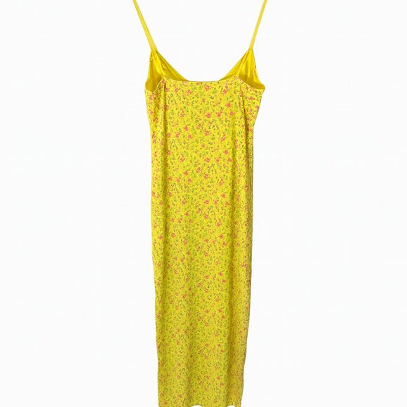 AFRM Yellow Floral Slip Dress V-Neck Adjustable Straps - Size M - Picture 4 of 5